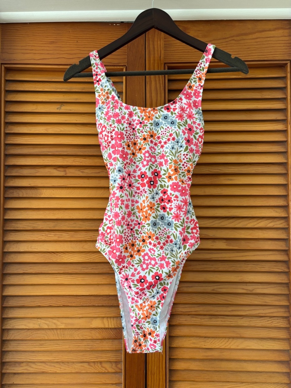 SHEIN Floral One-Piece Swimsuit in Pink, Orange, Green